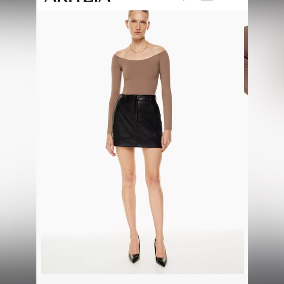 Babaton Contour Off-Shoulder Longsleeve Bodysuit NWT. 2XL. Rich chocolate brown. - Picture 7 of 8